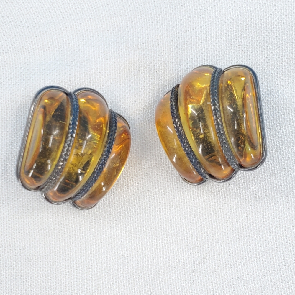 Yves Saint Laurent vintage yellow glass clip-on earrings